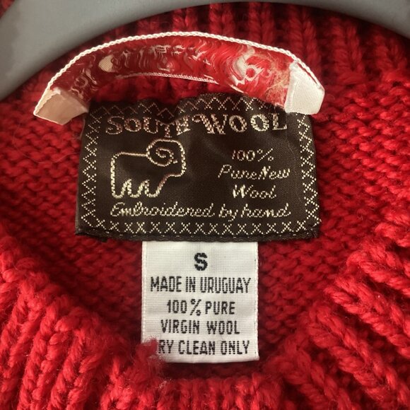 Vintage South Wool Hand Embroidered Cardigan Christmas Sweater Womens Size S Ski - Picture 5 of 13